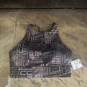 NWT Lululemon Energy High-Neck Long Line Black and White Sports Bra 8